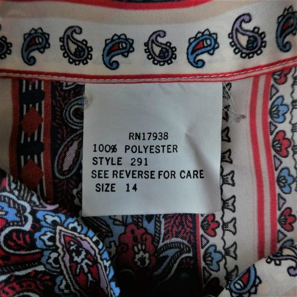 Vintage Secretary Blouse Striped Paisley Tie Neck - Picture 8 of 8